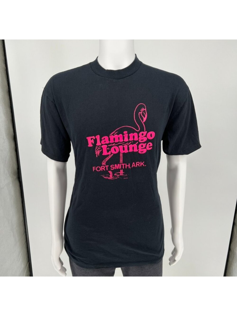 Vintage 1990s Black Single Stitch "Flamingo Lounge Fort Smith, ARK." T-Shirt (L)